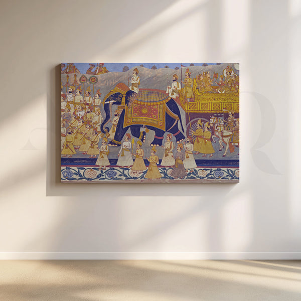 Royal Elephant Procession Canvas Artwork