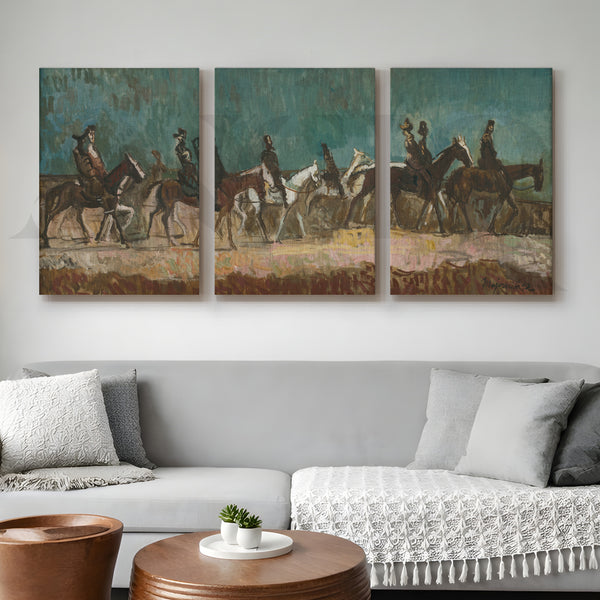 Equestrian Riders Vintage Gallery Wall – Set of 3 Classic Artworks - 18 x 24 Inches