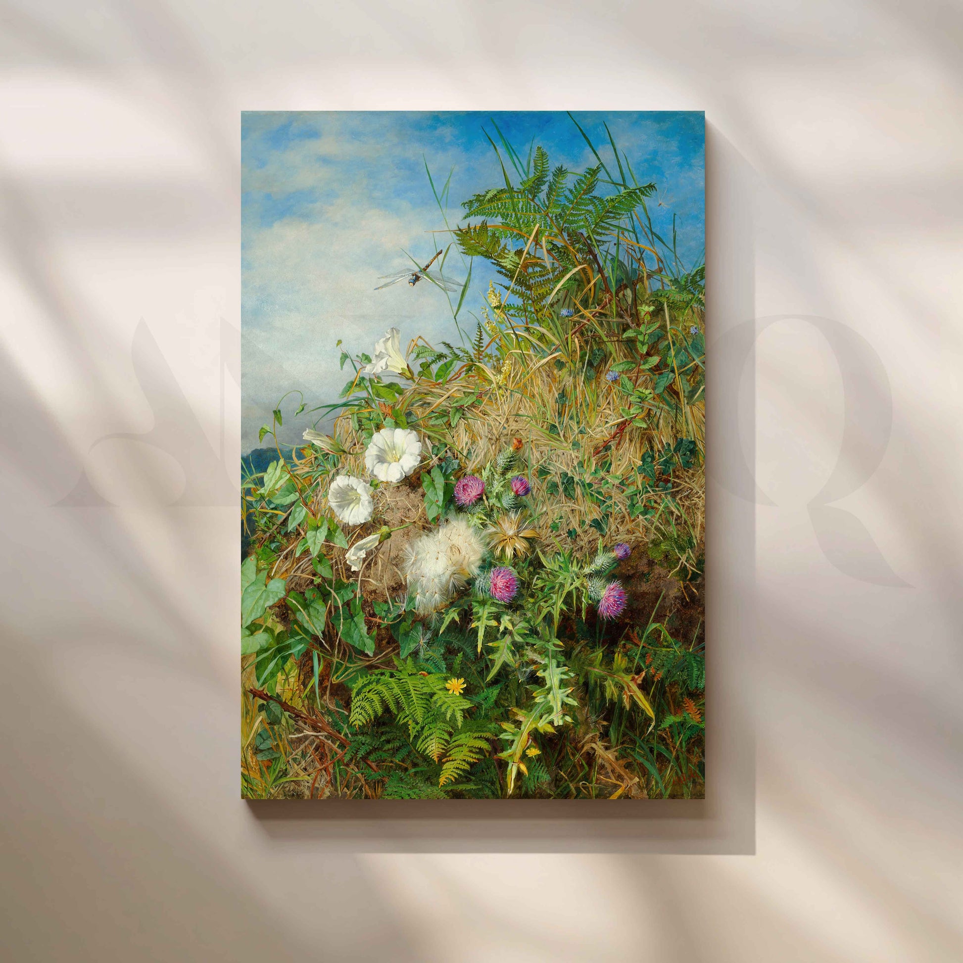 Wild Meadow Botanical Canvas Artwork for Stylish Bedroom