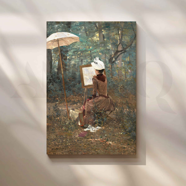 Woman Painting Nature Canvas Artwork