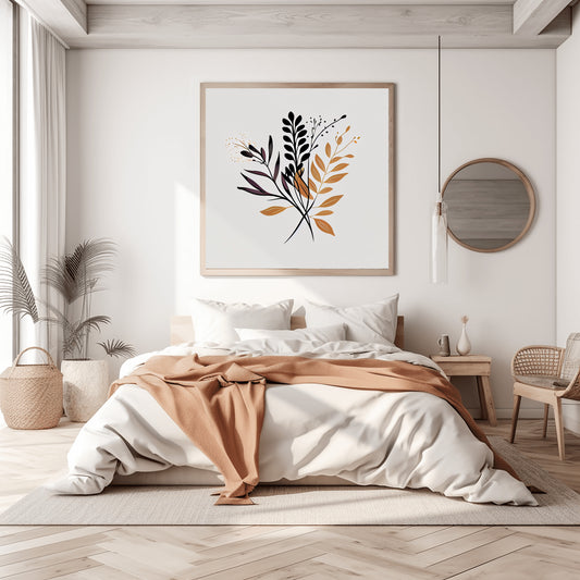Minimalist Botanical Illustration with Earthy Tones and Subtle Details