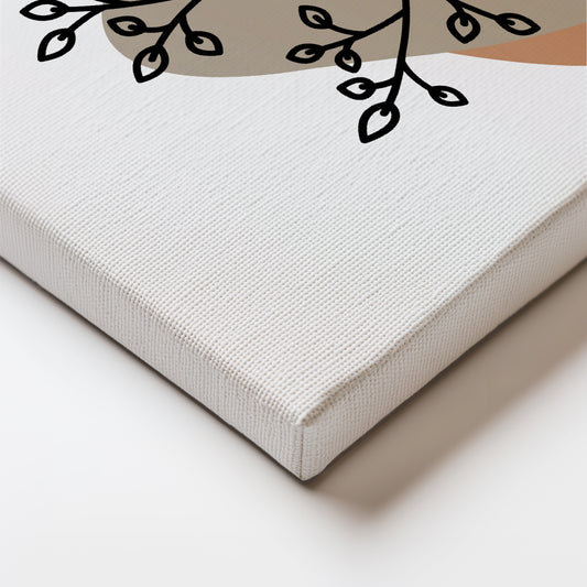 Minimalist Floral Artwork: Elegant Line Drawing with Earthy Tones