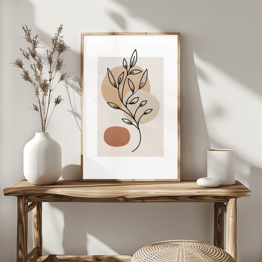 Minimalist Floral Artwork Print with Earthy Tones