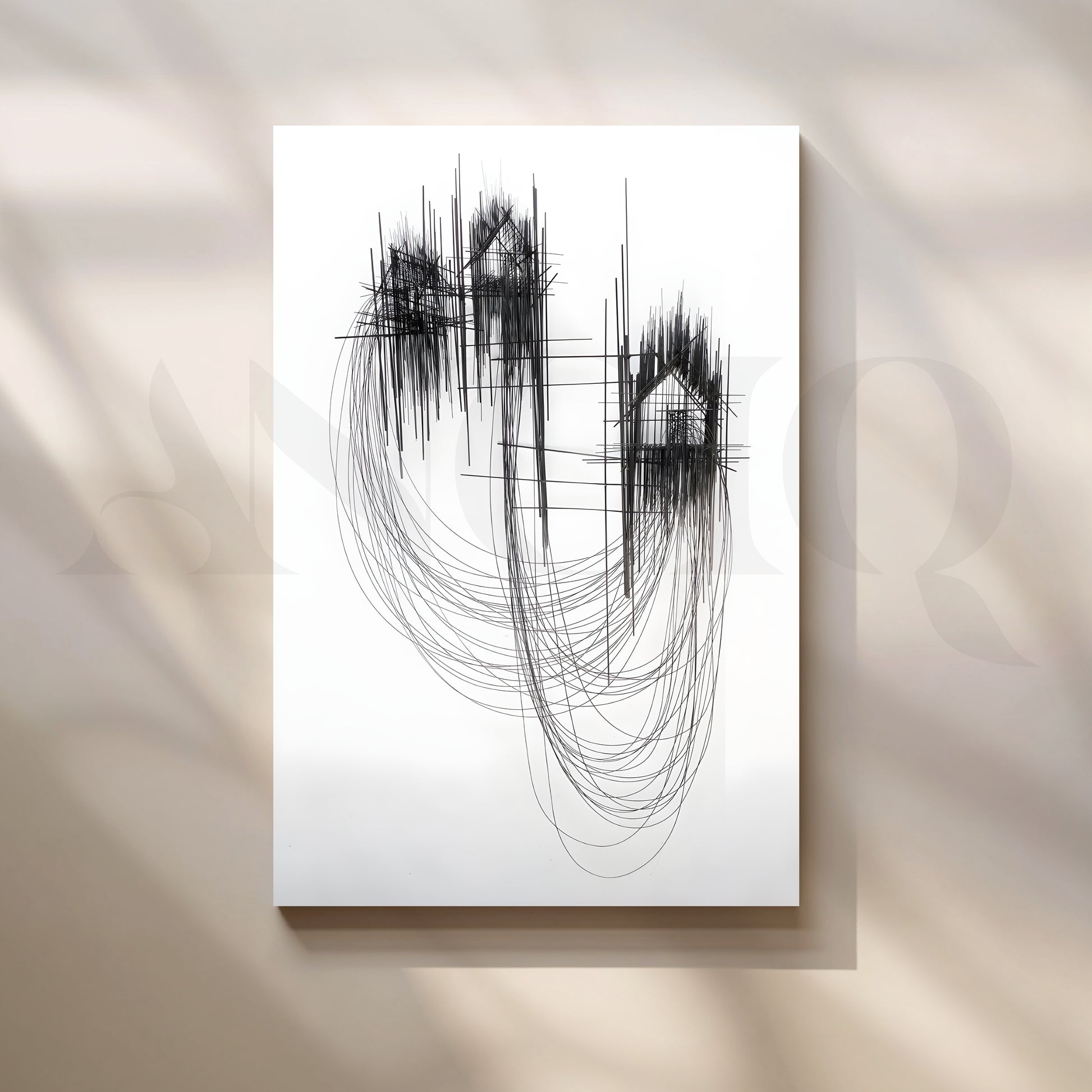 Black Line Architectura Canvas Artwork for Office/Study Room