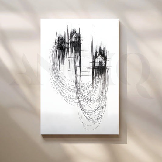 Black Line Architectura Canvas Artwork for Office/Study Room