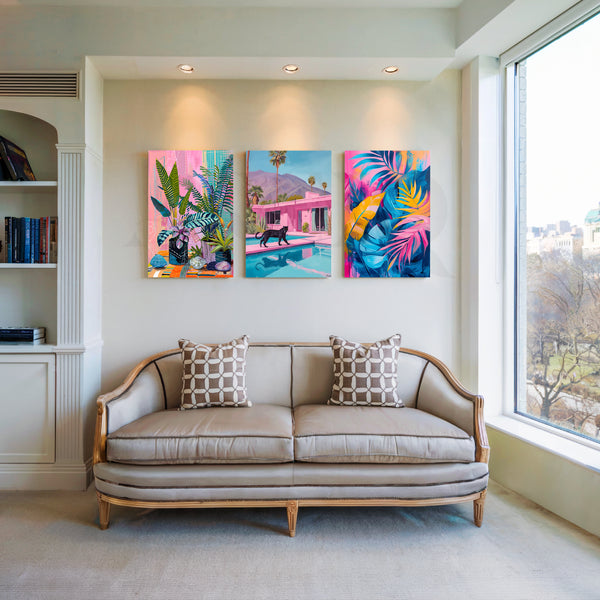 Miami Tropic Dreams Gallery Wall – Set of 3 Artworks