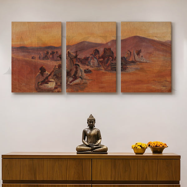 Desert Caravan Narrative Gallery Wall – Set of 3 Vintage Artworks - 18 x 24 Inches