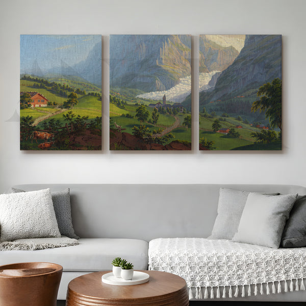 Alpine Countryside Panorama Gallery Wall – Set of 3 Landscape Artworks - 18 x 24 Inches
