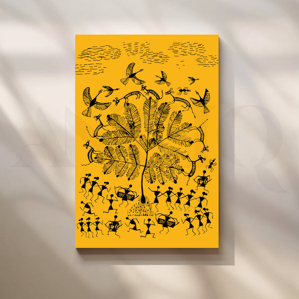 Warli Whimsy Canvas Artwork