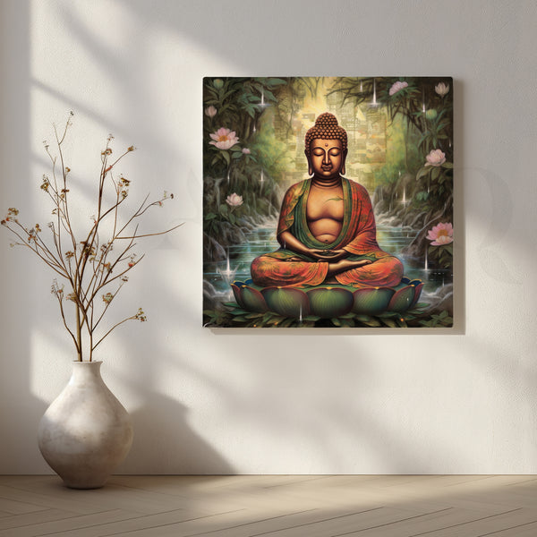 Buddha Meditating by Tranquil Waters Artwork