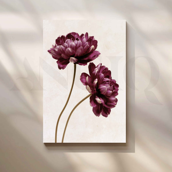Deep Purple Double Tulip Flowers Canvas Artwork
