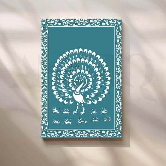 Warli Art Peacock Painting Canvas Artwork with Gallery Wrap