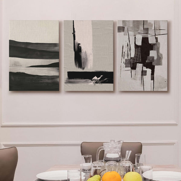 Monochrome Abstract Gallery Wall Set of 3 - 18 x 24 Inches