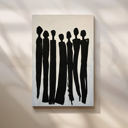 Black Silhouette Figures Canvas Artwork for Living Room