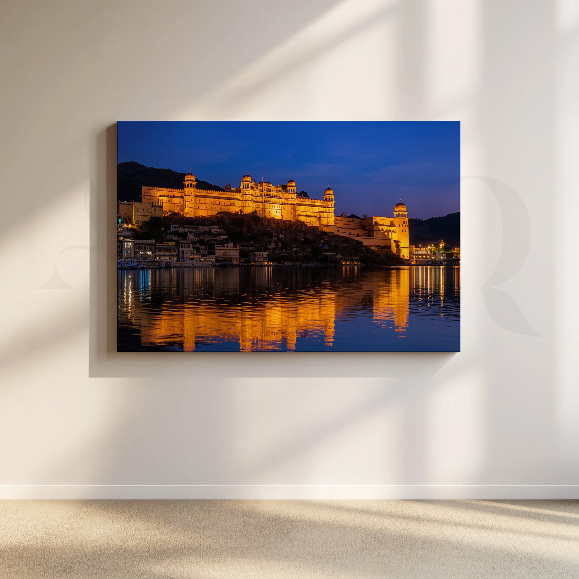 Udaipur City  Night View Canvas Artwork for Living Room