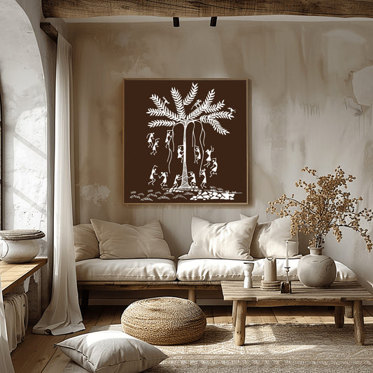 Warli Wilderness Canvas Wall Painting