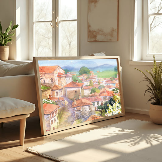 Mountain Village Tranquility Canvas Wall Painting