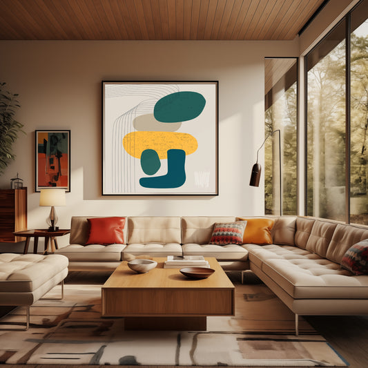 Abstract Harmony in Earthy Tones and Fluid Lines