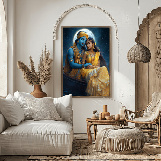 Radha and Krishna on a Boat