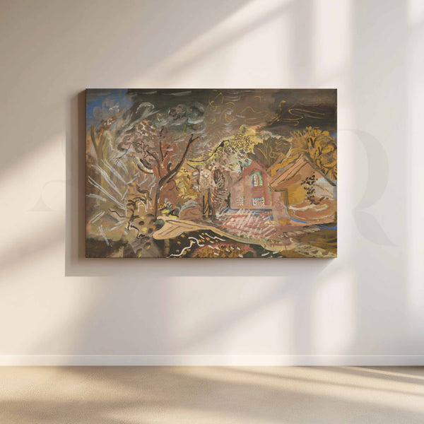 Abstract Countryside Cottage Canvas Artwork