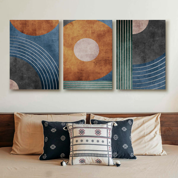 Retro Geometric Abstract Gallery Wall Set of 3 - 18 x 24 Inches