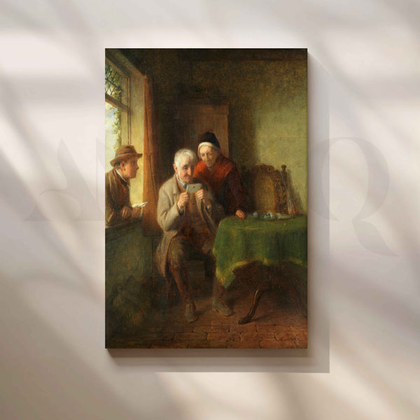 The Letter Readers – Vintage European Village Interior Canvas Artwork