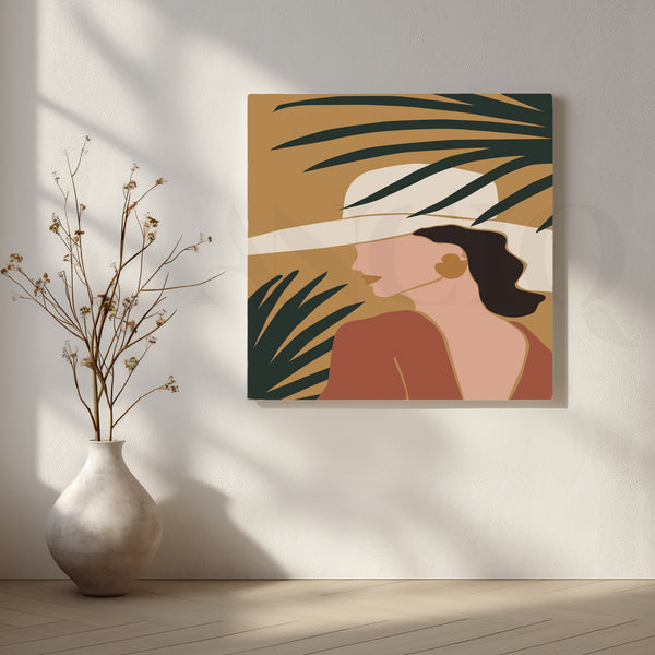 Woman in Summer Hat Canvas Artwork