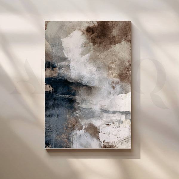 Navy, Grey and Brown Abstract Canvas Artwork