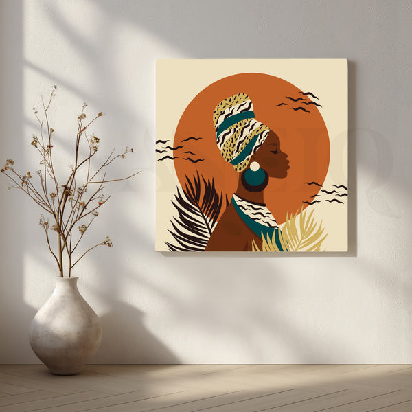Sunset Silhouette of a Woman Artwork