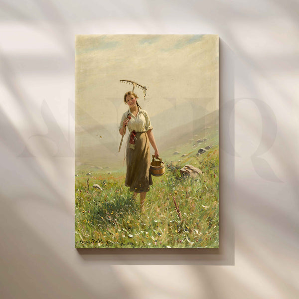 Alpine Meadow Girl – Vintage Countryside Woman Canvas Artwork