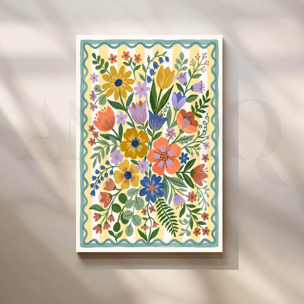 Colourful Wildflower Garden Botanical Floral Canvas Artwork