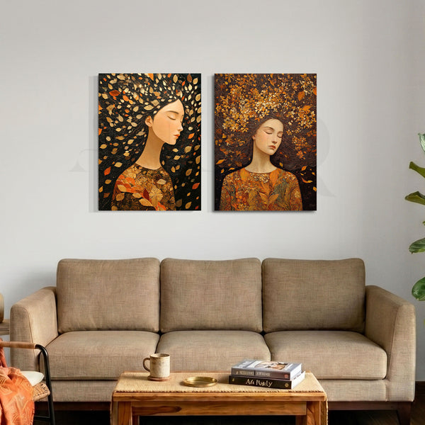 Autumn Woman Portrait Gallery Wall Set of 2