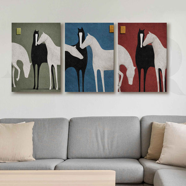 Modern Horse Gallery Wall Artwork Set of 3