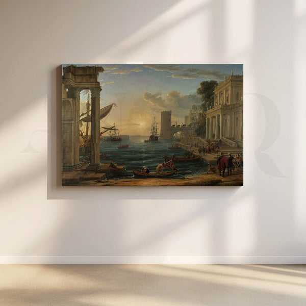 Sunlit Portico Harbor Canvas Artwork