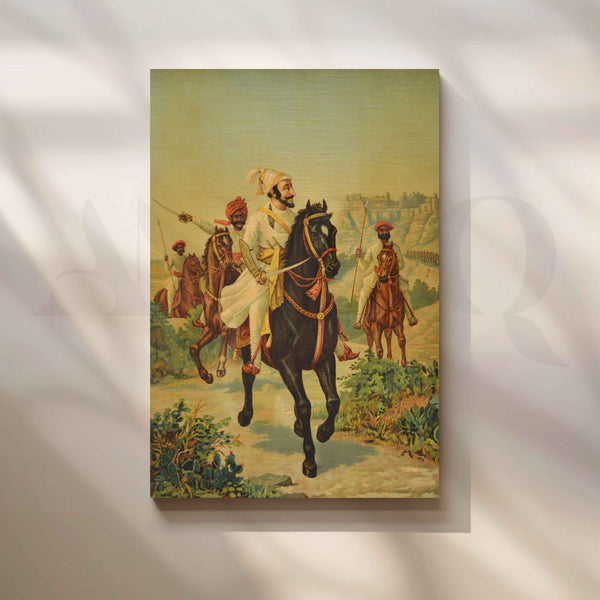 Shivaji Maharaj Leading His Cavalry by Raja Ravi Varma Canvas Artwork