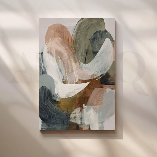 Olive, Charcoal and Cream Abstract Canvas Artwork