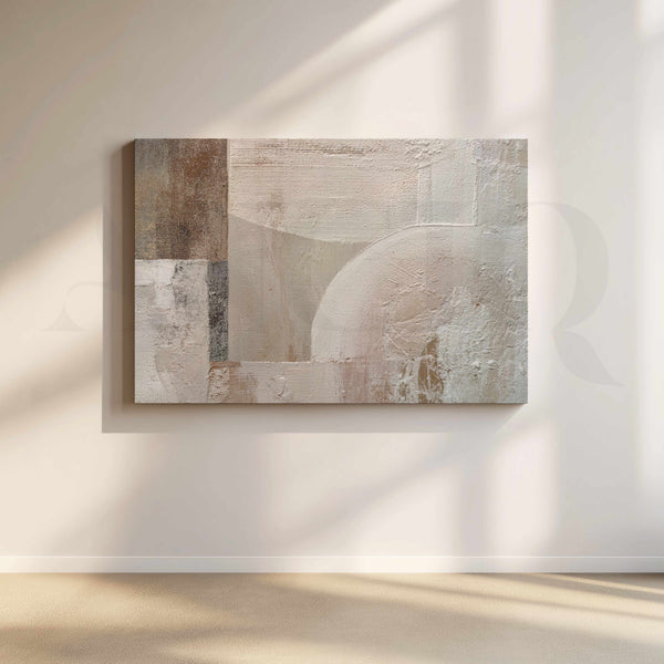 Neutral Geometric Abstract Canvas Artwork