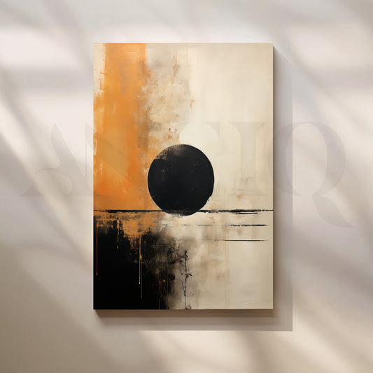 Modern Abstract Black Circle Canvas Artwork for Living Room