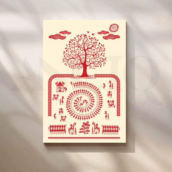 Warli Tree of Life Canvas Wall Artwork