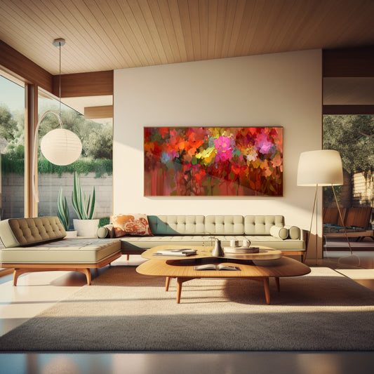 Vibrant Abstract Floral Painting - Colorful Modern Wall Art Decor