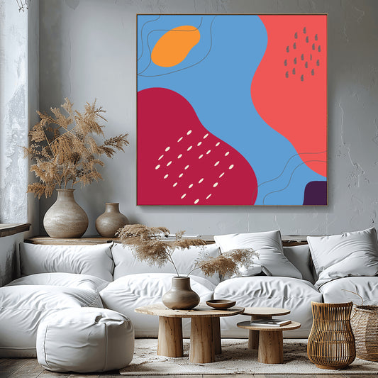 Abstract Fluid Shapes in Bold Colors and Minimalistic Lines