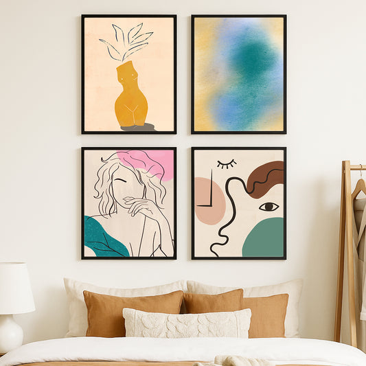 Modern Abstract Line Art Wall Poster Set