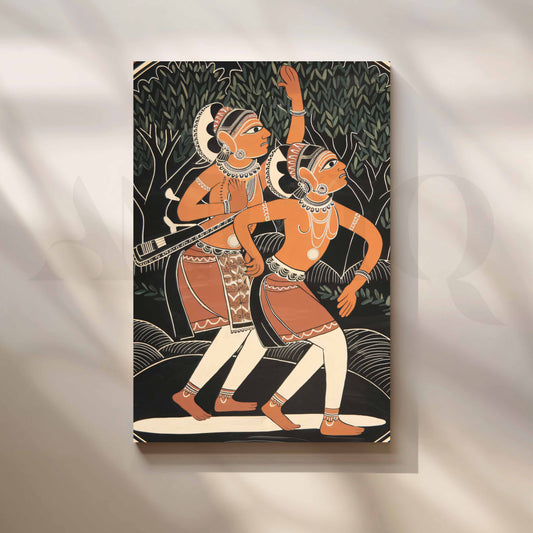 Traditional Indian Folk Dance Canvas Artwork with Gallery Wrap