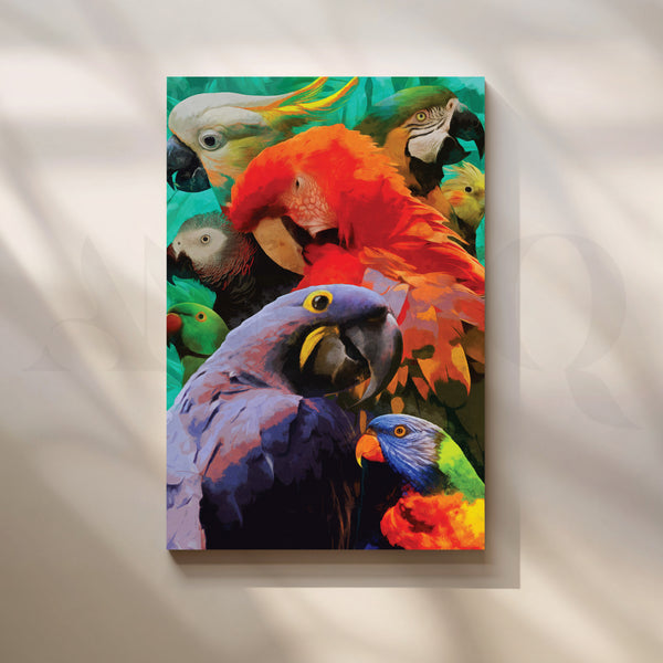Colorful Parrots Canvas Artwork
