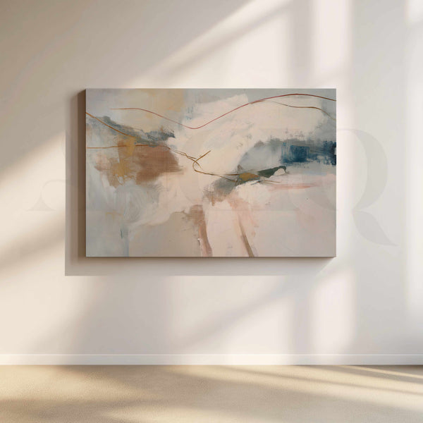 Soft Neutral Abstract Landscape Canvas Artwork