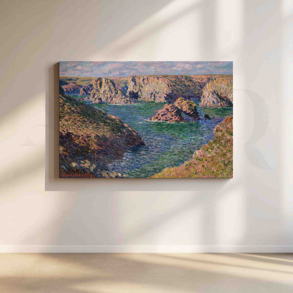 Rocky Coastal Bay Impressionist Canvas Artwork