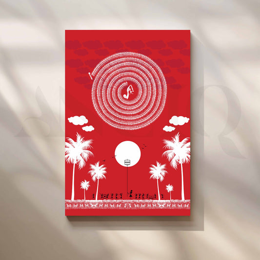 Warli Circle Dance Artwork with Gallery Wrap