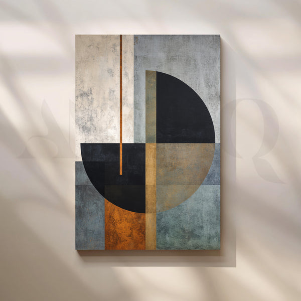 Geometric Black, Grey and Rust Abstract Canvas Artwork