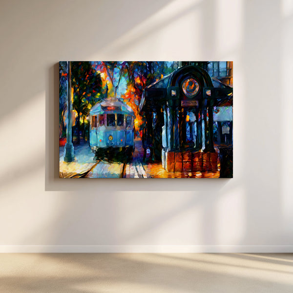 Tramway Twilight Cityscape Artwork