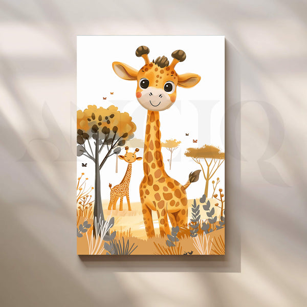Giraffe Safari Adventure Kids Canvas Artwork